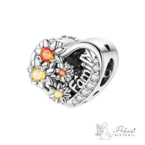 Heart & Floral family Charm