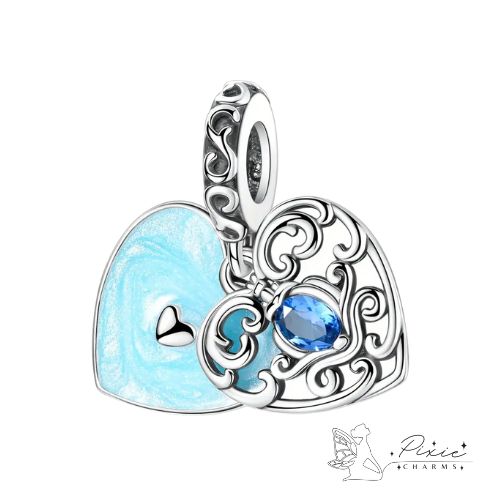 2 Piece Blue Heart Charm