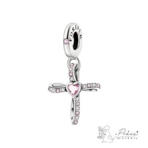 Pink Cross Hanging Charm