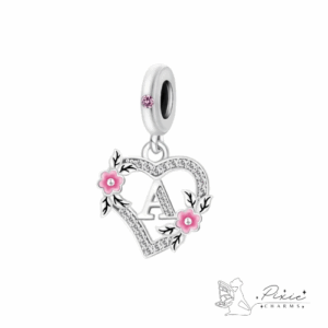 Blossom Heart Initial Dangly Charm