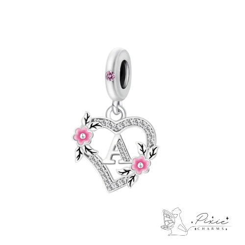Blossom Heart Initial Dangly Charm