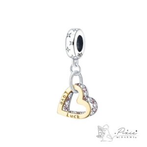 Silver-Gold Heart Duo Charm