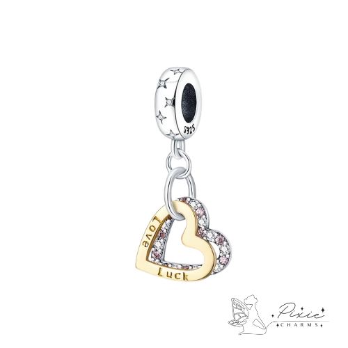 Silver-Gold Heart Duo Charm