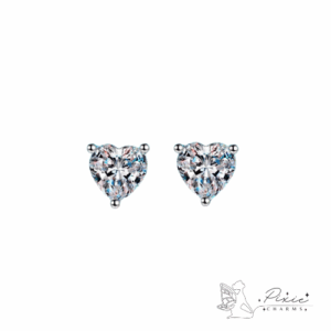 Moissanite Heart Studs