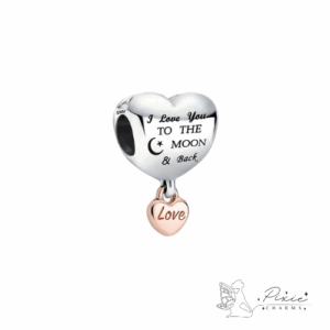 To the Moon Heart Dangly Charm