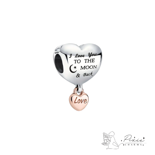 To the Moon Heart Dangly Charm