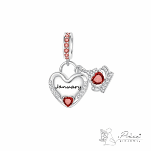 Crowned Heart Birthstone Charm