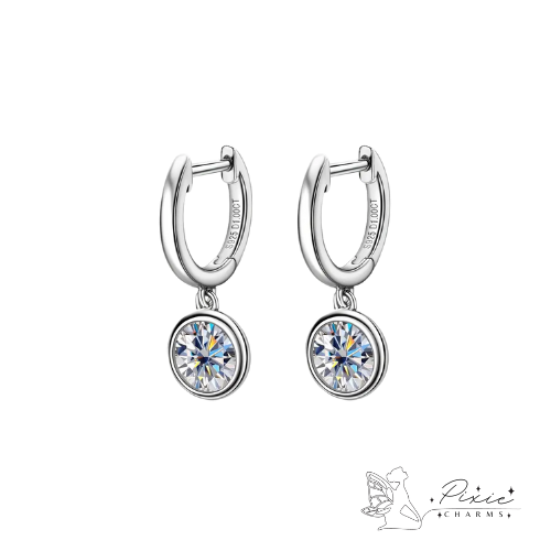 Moissanite Halo Hoop Earring